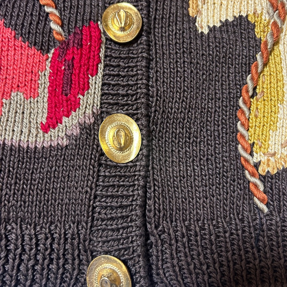Vtg 90s Berek Marta D Sweater Vest M Wearable Art Hand Knit Western Cowgirl - Picture 5 of 16